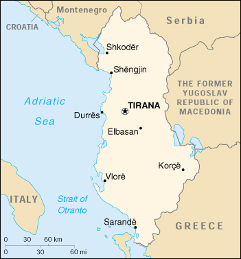 blank map of albania. Albania (Small Map) CIA